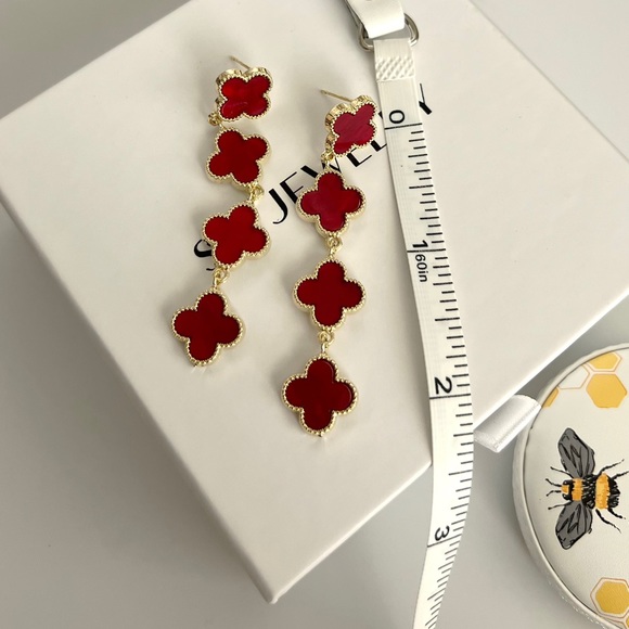 Dangle Clover Earrings 925 Sterling Silver Luxury  Jewelry - Picture 1 of 8